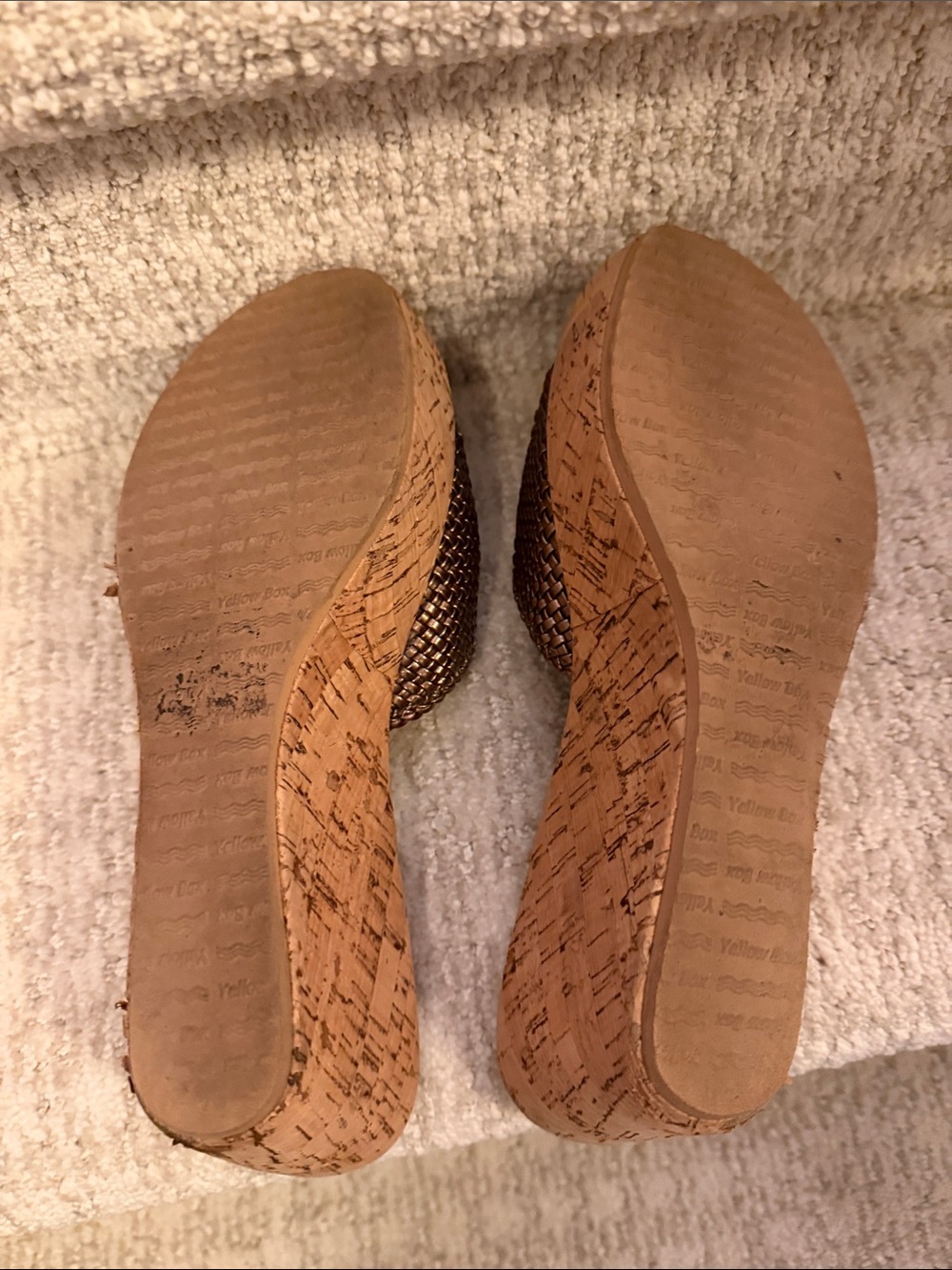 Yellow Box Bronze Woven Buckle Wedge Slides - Picture 3 of 4